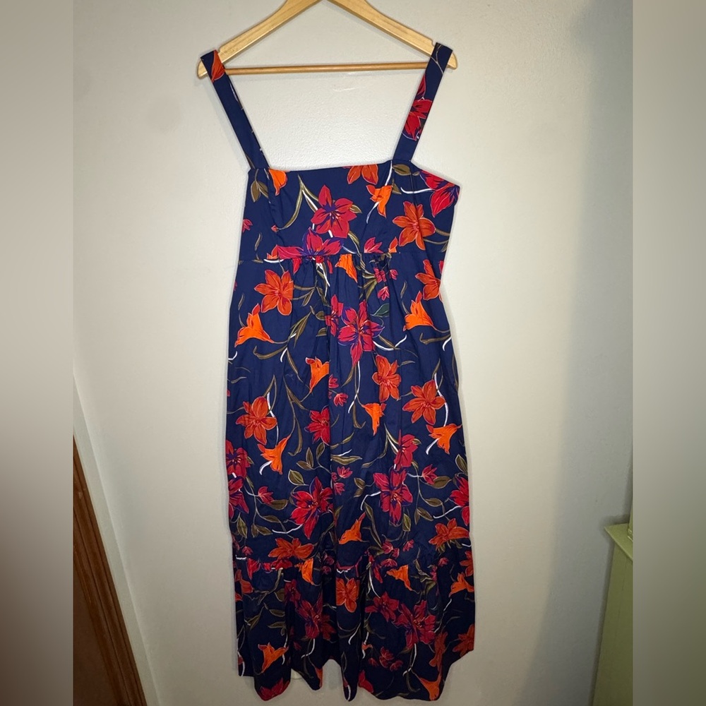 London Times Navy and Orange Floral Dress Size 14